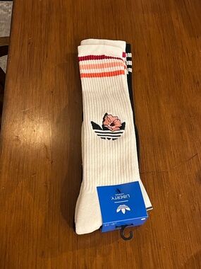 Adidas x Liberty of London Knee Socks X 2 Pair black white new Women’s
